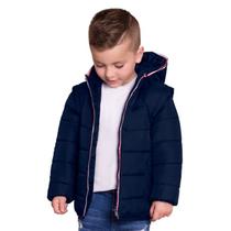 Jaqueta Puffer Menino em Microfibra Azul Marinho Vira Colete Milon Jaqueta Puffer Menino em Microfibra Azul Marinho Vira Colete Milon