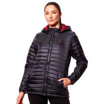 Jaqueta Puffer Mizuno Preto e Vermelho Feminino