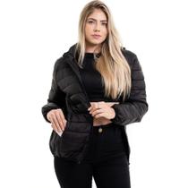 Jaqueta Puffer Nylon Feminina Capuz Removível Moda Inverno Bobojaco