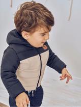 Jaqueta Puffer Preto E Bege Abrange Jaqueta Puffer Preto E Bege Abrange