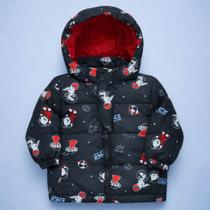 Jaqueta Puffer Quentinha para Inverno Veste Bebês Até 3 anos Cor:space-pretoTamanho:12-18m