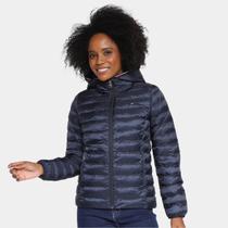 Jaqueta Puffer Tommy Hilfiger Padded Global Stripe Com Capuz Feminina