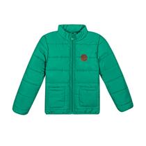 Jaqueta Puffer Zíper Infantil Feminina Com Bolsos Frontal