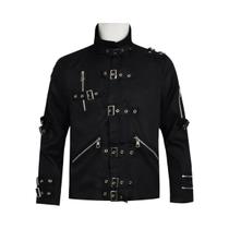 Jaqueta Punk Slim Preta Masculina Michael Jackson BAD Para Cosplay E Fantasia De Imitador