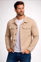 Jaqueta Sarja Stonado Masculino Bege Modelo Ajustado 6078