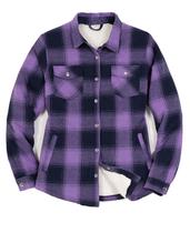 Jaqueta Shacket ZENTHACE feminina xadrez forrada em sherpa roxa S