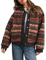 Jaqueta Sherpa Meyhad com estampa floral, gola jeans feminina