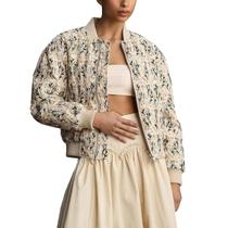 Jaqueta Shiyifa bordada Daisy Cropped Bomber feminina Apricot M