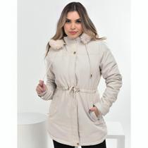 Jaqueta Sobretudo Feminino Parka Forrada Pelinho Inverno Blogueira