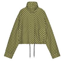 Jaqueta Songling Polka Dot casual com zíper verde para mulheres Jaqueta Songling Polka Dot casual com zíper verde para mulheres