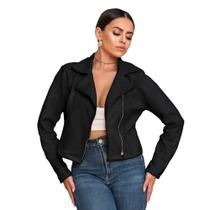 Jaqueta Suede Camurça Feminina Preta Estilosa Donna Martins