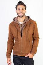 Jaqueta suede capuz e gola moletom removível 91391