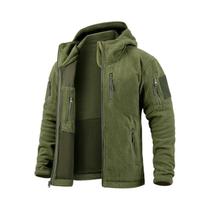 Jaqueta Tática De Inverno Masculina Em Fleece, Quente, Com Zíper Completo, Capuz Militar, Múltiplos