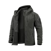 Jaqueta Tática Masculina De Inverno Quente Com Zíper Completo, Multibolsos, Capuz Militar Para Caça