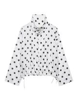 Jaqueta Tiko Miko Polka Dot Button Down Stand, gola branca