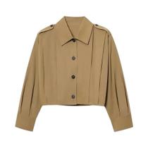 Jaqueta Trench Plissada De Manga Longa Solta Para Mulheres KONDALA Casual Outono 2025 Y2K Moda Para