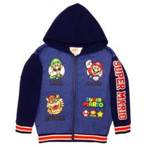 Jaqueta Varsity com Capuz Nintendo Super Mario Kids - Lã Azul