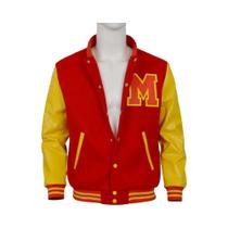 Jaqueta Varsity Cosplay Michael Jackson Em Cores Vermelha E Amarela, Casaco Retro Para Performance Jaqueta Varsity Cosplay Michael Jackson Em Cores Vermelha E Amarela, Casaco Retro Para Performance