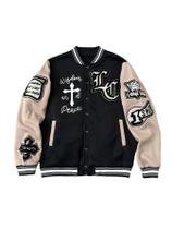 Jaqueta Varsity SOLY HUX masculina Letter Graphic Color Block Khaki Jaqueta Varsity SOLY HUX masculina Letter Graphic Color Block Khaki