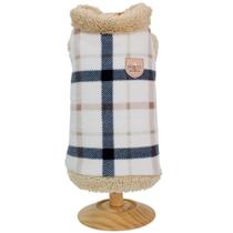Jaqueta Xadrez Pelúcia Bege para Cães - PP Jaqueta Xadrez Pelúcia Bege para Cães - PP