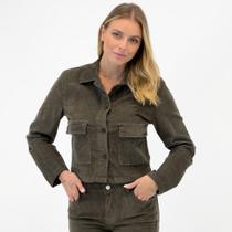Jaqueta Young Style Cropped em Veludo Cotelê Feminina
