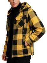 Jaqueta ZITY com capuz de flanela para homens com zíper e camisa de trabalho de lã