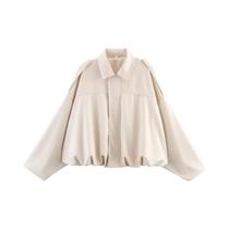 Jaquetas Bomber Vintage Femininas De Manga Longa Com Gola Reversível, Roupas Externas Soltas E Jaquetas Bomber Vintage Femininas De Manga Longa Com Gola Reversível, Roupas Externas Soltas E