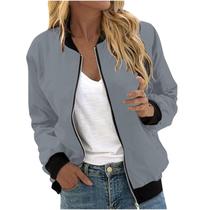 Jaquetas femininas casuais, outono de 2024, outono e inverno, jaqueta bomber com zíper, moda plus size, casacos casacos casuais estampados florais com bolsos, sobretudo leve, seus pedidos (cinza claro, GG) Jaquetas femininas casuais, outono de 2024, outono e inverno, jaqueta bomber com zíper, moda plus size, casacos casacos casuais estampados florais com bolsos, sobretudo leve, seus pedidos (cinza claro, GG)