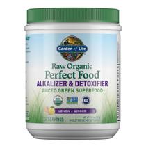 Jardim da Vida Alimentos Orgânicos Crus Perfeitos Alkalizer & Detoxifier Juiced Greens Superfood Powder - Limão Gengibre, 30 Porções - Não-OGM, Suplemento Dietético Integral Sem Glúten, Além de Probióticos