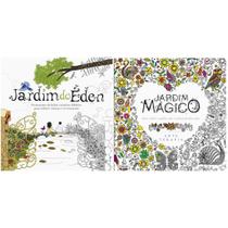 Jardim do éden e jardim mágico kit c/2 livros para colorir - arteterapia antiestresse