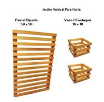 Jardim Vertical 50 X 50 Painel Madeira 2 Cachepots 16X18 - Artezano