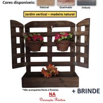 Jardim vertical painel de madeira para flores decoração rústica artesanato mineiro cor imbuia