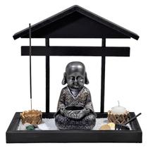 Jardim Zen Buda Da Fortuna Base Telhado Incensário Castiçal - M3 Decoração