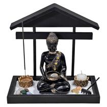 Jardim Zen Buda Fortuna G Base Telhado Incensário Castiçal