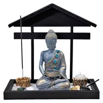 Jardim Zen Buda Fortuna G Base Telhado Incensário Castiçal