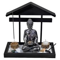 Jardim Zen Buda Fortuna G Base Telhado Incensário Castiçal - M3 Decoração