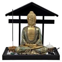 Jardim Zen Buda Hindu Bandeja Telhado 2 Incensário Castiçal - M3 Decoração