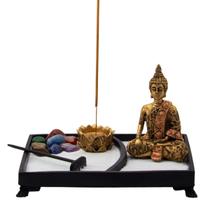 Jardim Zen Buda Hindu Tibetano Incensário + Pedra 7 Chakras Meditação Decorativo - R.A. ARTESANATOS