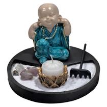 Jardim Zen C/ Buda Monge Não Vejo/Falo/Escuto Preto/Turquesa