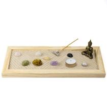 Jardim Zen Completo Buda Feng Shui Madeira Quadrado 13X31Cm