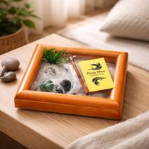 Jardim Zen Decorativo em Madeira Mogno 13cm - Feng Shui Jardim Zen Decorativo em Madeira Mogno 13cm - Feng Shui