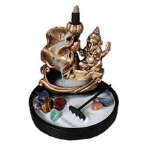 Jardim Zen Redondo Incensario Ganesha Cascata Flor Kit Pedra 7 Chakras
