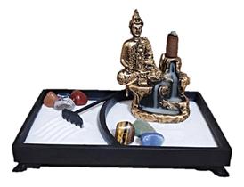 Jardim Zen Retangular com incensario Buda Hindu Meditando e pedras 7 chakras - DECORE CASA