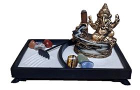 Jardim Zen Retangular Com Incensario Ganesha Pedras 7 Chakra - Decore Casa Jardim Zen Retangular Com Incensario Ganesha Pedras 7 Chakra - Decore Casa