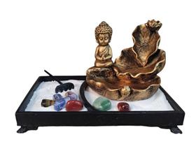 Jardim Zen Retangular Incensario Buda Menino Pedras 7 chakra - Decore Casa