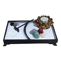 Jardim Zen Retangular incensário Castiçal Flor Lotus e Pedra - Decore Casa Jardim Zen Retangular incensário Castiçal Flor Lotus e Pedra - Decore Casa