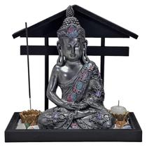 Jardim Zen Shiva Hindu Com Base Telhado Incensário Castiçal - M3 Decoração