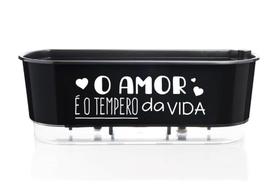 Jardineira Autoirrigável O Amor é o Tempero da Vida Alt: 14cm X Larg: 40cm Preto. - Vasos Raiz