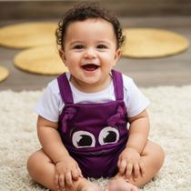 Jardineira Bebê Bolofofo Festa Mesversário Fantasia Presente