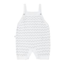 Jardineira Bebê Menina em Tricot Branco Fofinho